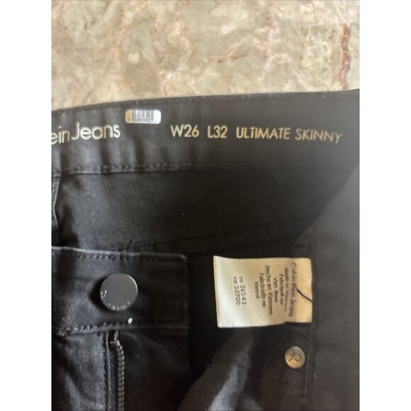 Women's Calvin Klein Black Denim Jeans  26x32 Ultimate Skinny - Picture 7 of 9